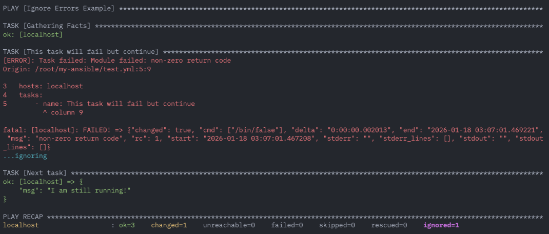 Ignore Errors Example